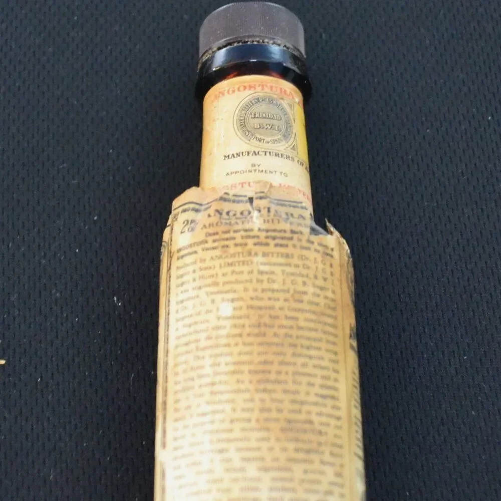 Vintage Bitters Bottle Angostura Aromatic Cocktail Bitters Paper Lable Barware
